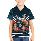 Personalised Carlton Blues ANZAC Kid Hawaiian Shirt Military Remembrance Australian Football Mascot Camouflage