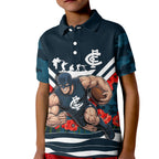 Personalised Carlton Blues ANZAC Kid Polo Shirt Military Remembrance Australian Football Mascot Camouflage