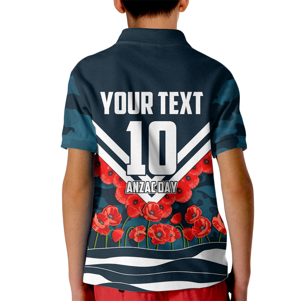 Personalised Carlton Blues ANZAC Kid Polo Shirt Military Remembrance Australian Football Mascot Camouflage