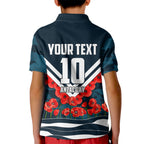 Personalised Carlton Blues ANZAC Kid Polo Shirt Military Remembrance Australian Football Mascot Camouflage