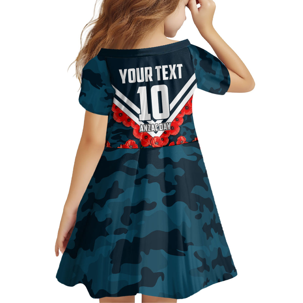 Personalised Carlton Blues ANZAC Kid Short Sleeve Dress Military Remembrance Australian Football Mascot Camouflage