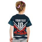 Personalised Carlton Blues ANZAC Kid T Shirt Military Remembrance Australian Football Mascot Camouflage