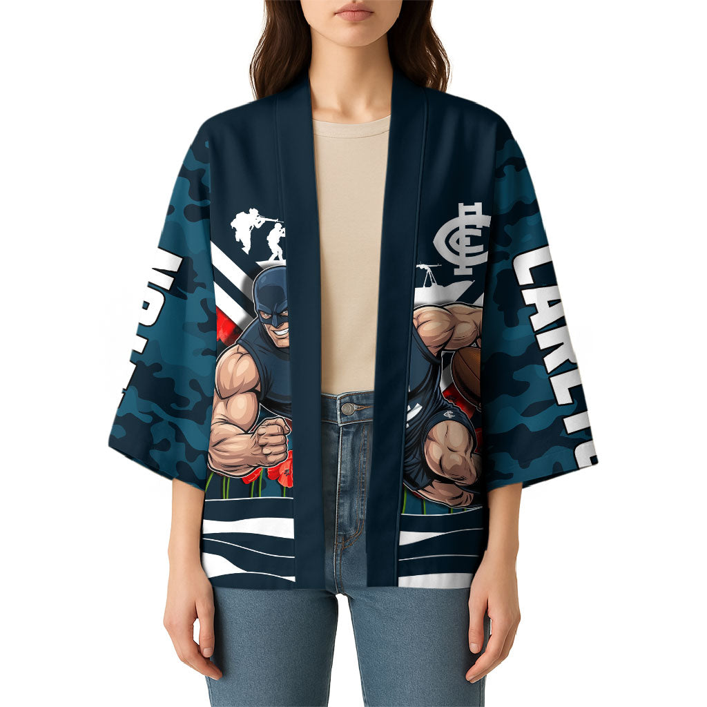 Personalised Carlton Blues ANZAC Kimono Military Remembrance Australian Football Mascot Camouflage