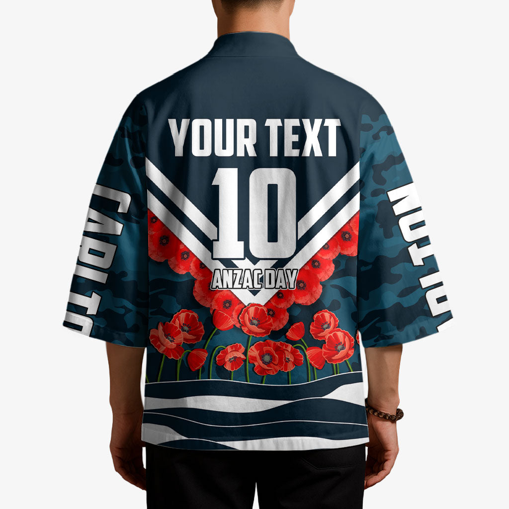Personalised Carlton Blues ANZAC Kimono Military Remembrance Australian Football Mascot Camouflage