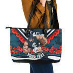 Personalised Carlton Blues ANZAC Leather Tote Bag Military Remembrance Australian Football Mascot Camouflage