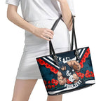 Personalised Carlton Blues ANZAC Leather Tote Bag Military Remembrance Australian Football Mascot Camouflage
