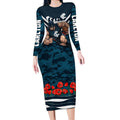 Personalised Carlton Blues ANZAC Long Sleeve Bodycon Dress Military Remembrance Australian Football Mascot Camouflage