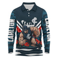 Personalised Carlton Blues ANZAC Long Sleeve Polo Shirt Military Remembrance Australian Football Mascot Camouflage