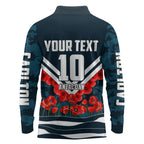 Personalised Carlton Blues ANZAC Long Sleeve Polo Shirt Military Remembrance Australian Football Mascot Camouflage