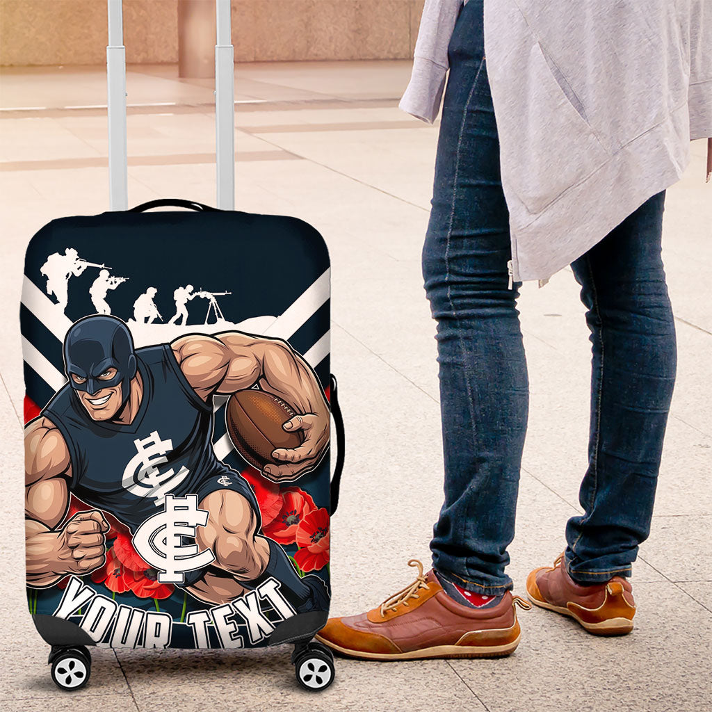 Personalised Carlton Blues ANZAC Luggage Cover Military Remembrance Australian Football Mascot Camouflage
