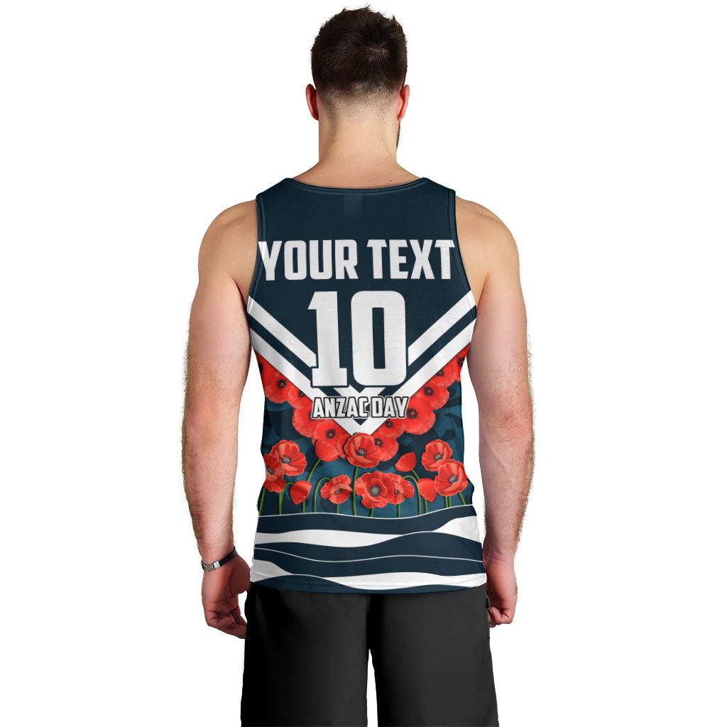 Personalised Carlton Blues ANZAC Men Tank Top Military Remembrance Australian Football Mascot Camouflage