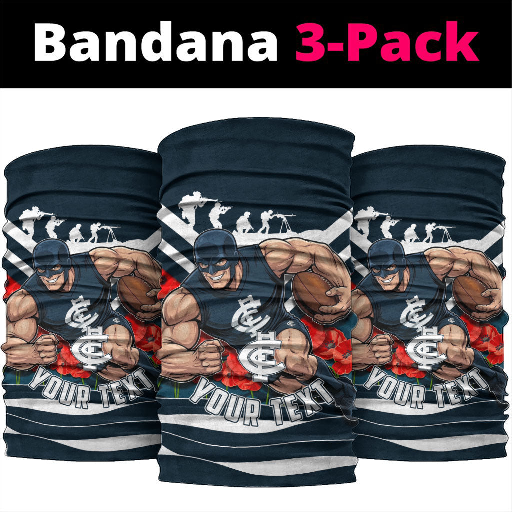 Personalised Carlton Blues ANZAC Neck Gaiter Military Remembrance Australian Football Mascot Camouflage