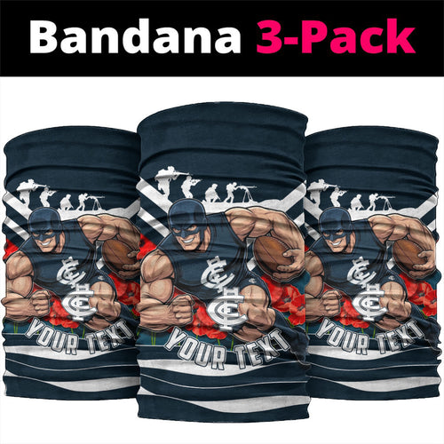 Personalised Carlton Blues ANZAC Neck Gaiter Military Remembrance Australian Football Mascot Camouflage