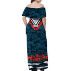 Personalised Carlton Blues ANZAC Off Shoulder Maxi Dress Military Remembrance Australian Football Mascot Camouflage