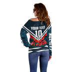 Personalised Carlton Blues ANZAC Off Shoulder Sweater Military Remembrance Australian Football Mascot Camouflage