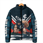 Personalised Carlton Blues ANZAC Padded Jacket Military Remembrance Australian Football Mascot Camouflage