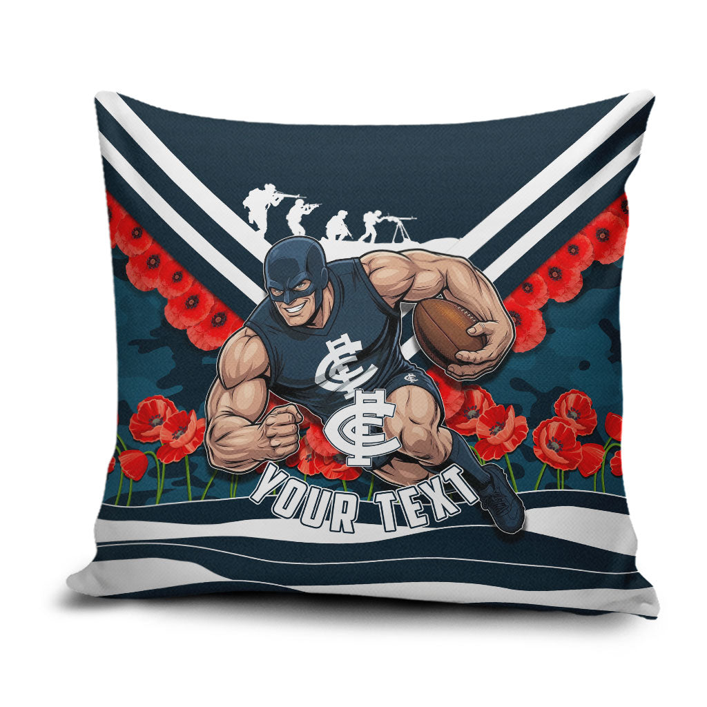 Personalised Carlton Blues ANZAC Pillow Cover Military Remembrance Australian Football Mascot Camouflage