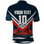 Personalised Carlton Blues ANZAC Polo Shirt Military Remembrance Australian Football Mascot Camouflage