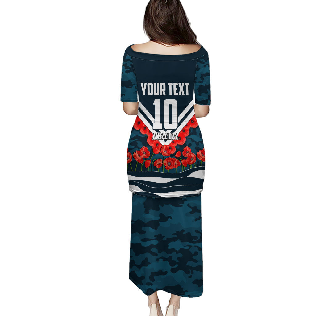 Personalised Carlton Blues ANZAC Puletasi Military Remembrance Australian Football Mascot Camouflage