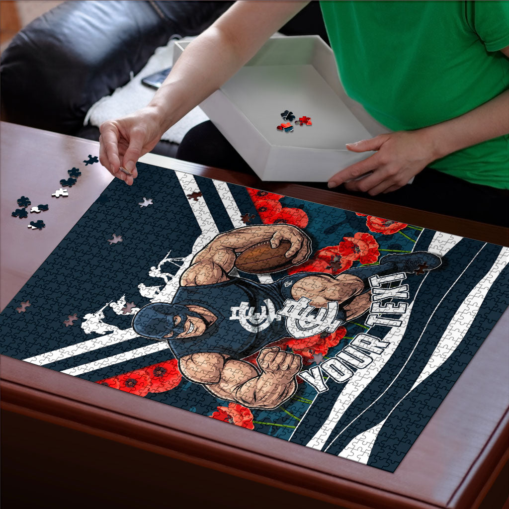 Personalised Carlton Blues ANZAC Puzzle Military Remembrance Australian Football Mascot Camouflage