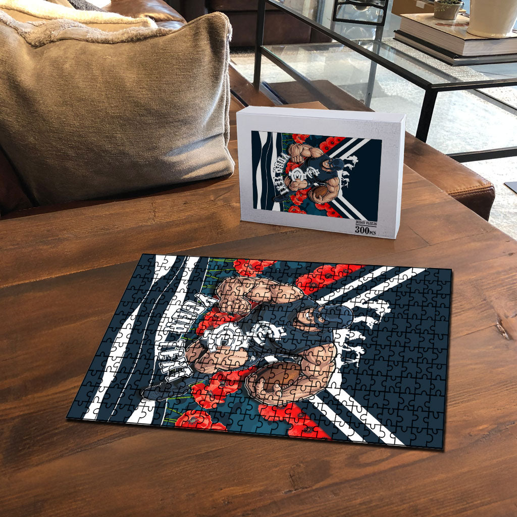 Personalised Carlton Blues ANZAC Puzzle Military Remembrance Australian Football Mascot Camouflage
