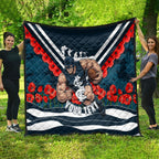 Personalised Carlton Blues ANZAC Quilt Military Remembrance Australian Football Mascot Camouflage