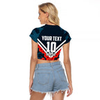 Personalised Carlton Blues ANZAC Raglan Cropped T Shirt Military Remembrance Australian Football Mascot Camouflage