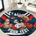 Personalised Carlton Blues ANZAC Round Carpet Military Remembrance Australian Football Mascot Camouflage