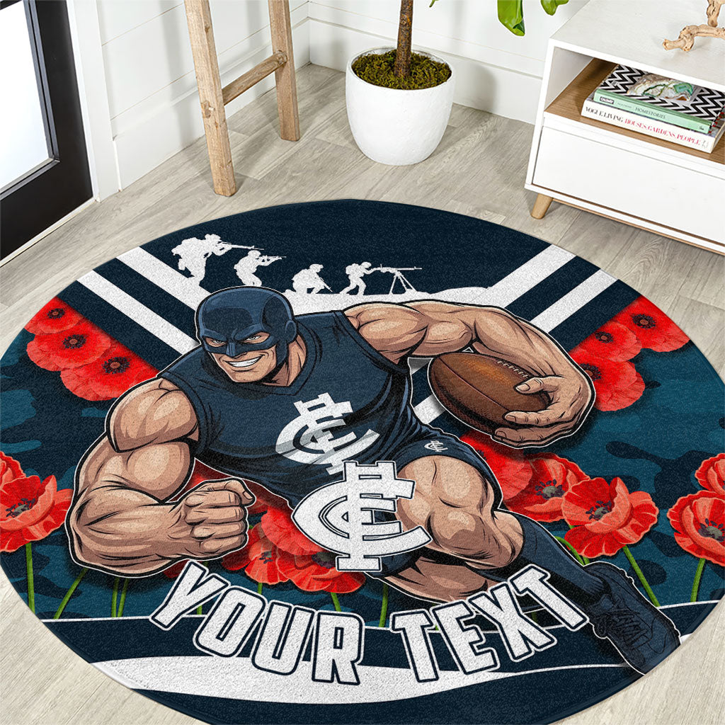 Personalised Carlton Blues ANZAC Round Carpet Military Remembrance Australian Football Mascot Camouflage