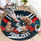 Personalised Carlton Blues ANZAC Round Carpet Military Remembrance Australian Football Mascot Camouflage
