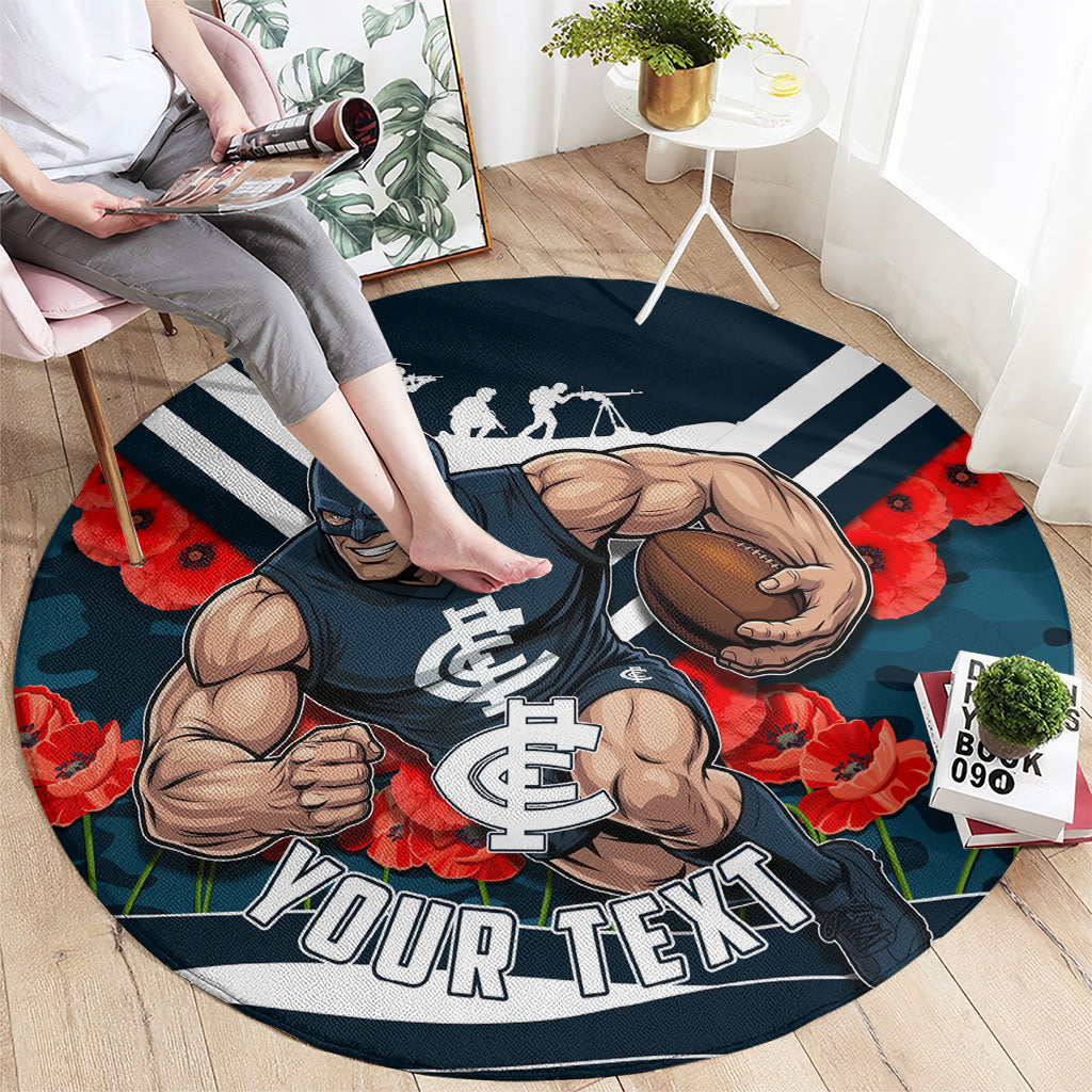 Personalised Carlton Blues ANZAC Round Carpet Military Remembrance Australian Football Mascot Camouflage