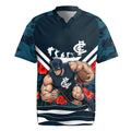 Personalised Carlton Blues ANZAC Rugby Jersey Military Remembrance Australian Football Mascot Camouflage