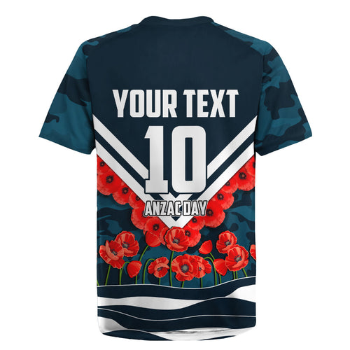 Personalised Carlton Blues ANZAC Rugby Jersey Military Remembrance Australian Football Mascot Camouflage