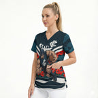 Personalised Carlton Blues ANZAC Scrub Top Military Remembrance Australian Football Mascot Camouflage