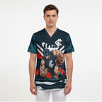 Personalised Carlton Blues ANZAC Scrub Top Military Remembrance Australian Football Mascot Camouflage