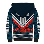 Personalised Carlton Blues ANZAC Sherpa Hoodie Military Remembrance Australian Football Mascot Camouflage