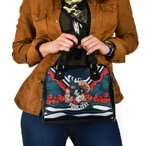 Personalised Carlton Blues ANZAC Shoulder Handbag Military Remembrance Australian Football Mascot Camouflage