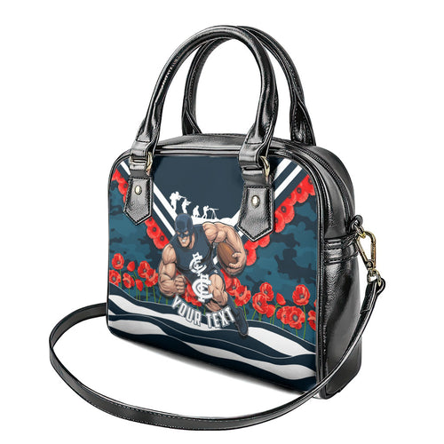 Personalised Carlton Blues ANZAC Shoulder Handbag Military Remembrance Australian Football Mascot Camouflage