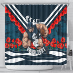 Personalised Carlton Blues ANZAC Shower Curtain Military Remembrance Australian Football Mascot Camouflage