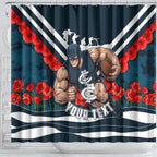 Personalised Carlton Blues ANZAC Shower Curtain Military Remembrance Australian Football Mascot Camouflage