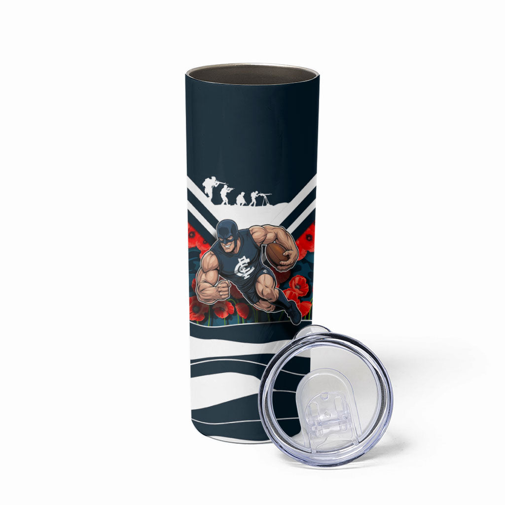 Personalised Carlton Blues ANZAC Skinny Tumbler Military Remembrance Australian Football Mascot Camouflage