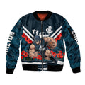 Personalised Carlton Blues ANZAC Sleeve Zip Bomber Jacket Military Remembrance Australian Football Mascot Camouflage