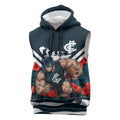 Personalised Carlton Blues ANZAC Sleeveless Hoodie Military Remembrance Australian Football Mascot Camouflage