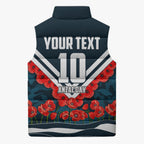 Personalised Carlton Blues ANZAC Sleeveless Puffer Jacket Military Remembrance Australian Football Mascot Camouflage