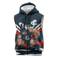 Personalised Carlton Blues ANZAC Sleeveless Zip Hoodie Military Remembrance Australian Football Mascot Camouflage
