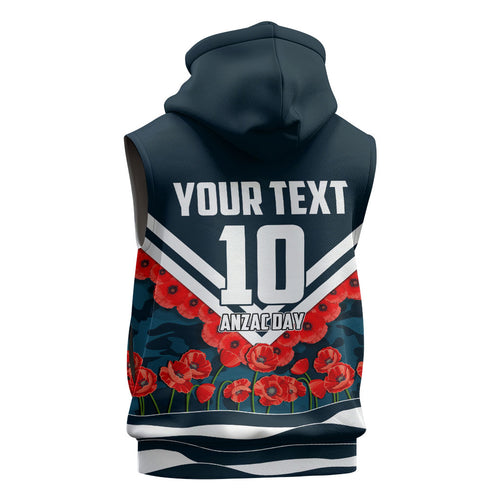 Personalised Carlton Blues ANZAC Sleeveless Zip Hoodie Military Remembrance Australian Football Mascot Camouflage
