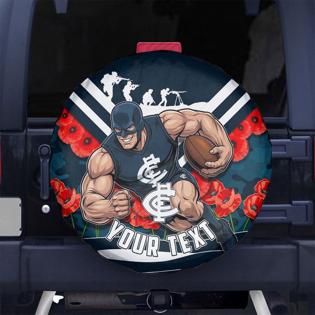 Personalised Carlton Blues ANZAC Spare Tire Cover Military Remembrance Australian Football Mascot Camouflage