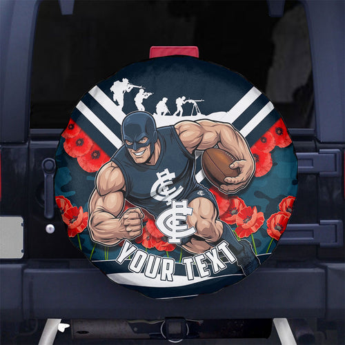 Personalised Carlton Blues ANZAC Spare Tire Cover Military Remembrance Australian Football Mascot Camouflage