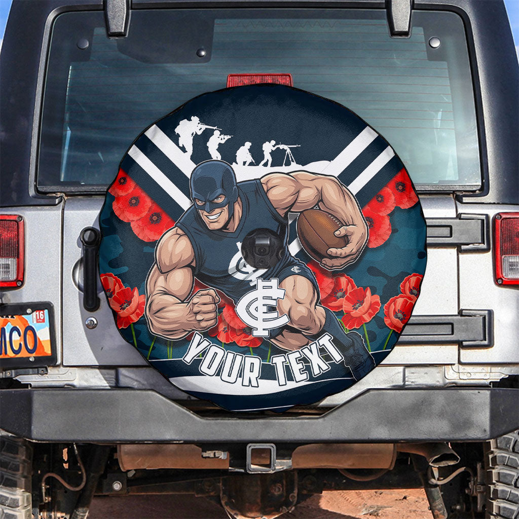 Personalised Carlton Blues ANZAC Spare Tire Cover Military Remembrance Australian Football Mascot Camouflage