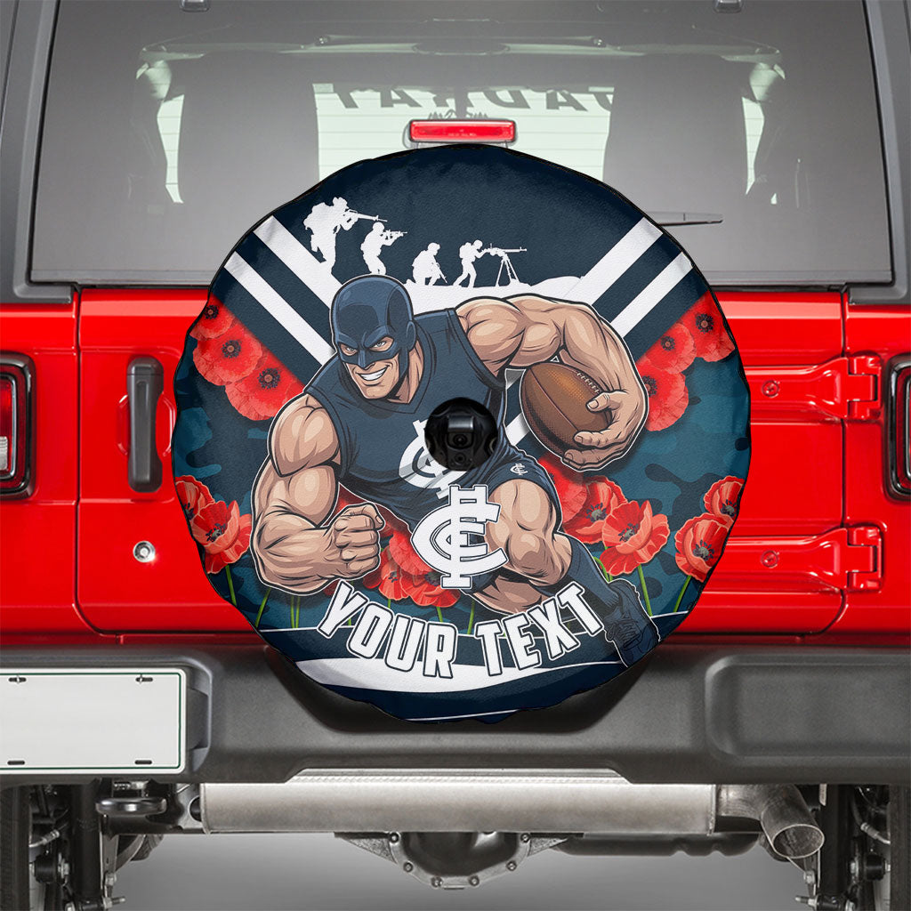 Personalised Carlton Blues ANZAC Spare Tire Cover Military Remembrance Australian Football Mascot Camouflage